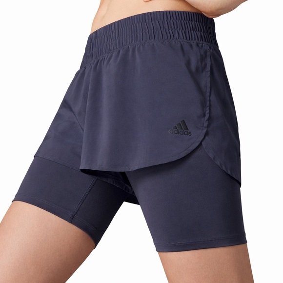 adidas Pants - adidas Navy 2-in-1 Active Skort with Compression Shorts, size:M